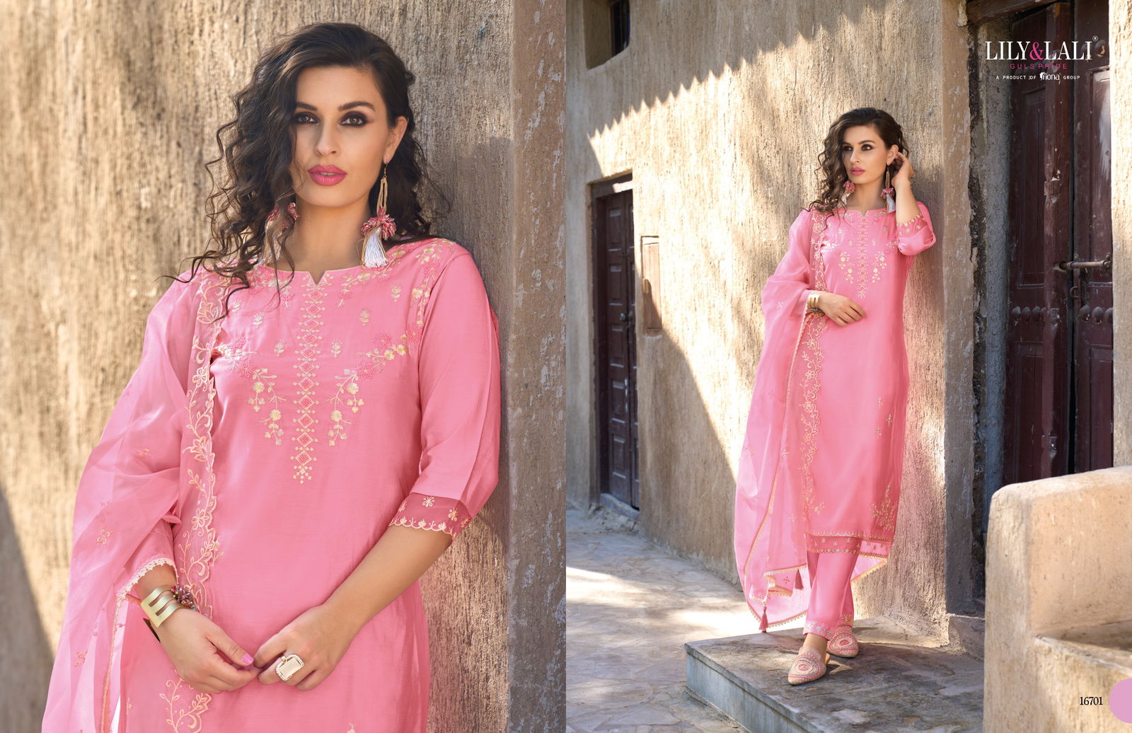 Aasmani By Lily And Lali Silk Embroidery Kurti With Bottom Dupatta Wholesale Clothing Suppliers In India
